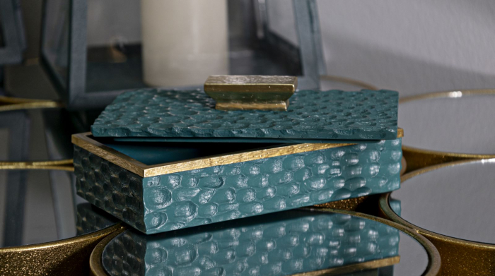 Cutiuțe decorative din rășină verde cu detalii aurii – imagine principală – Grent [2]