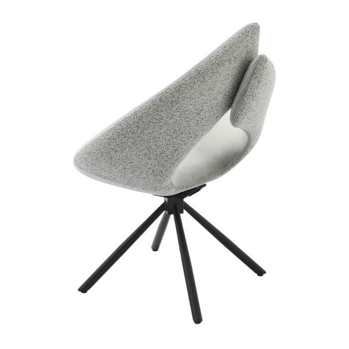 Set 2 fotolii catifea gri cu picioare negre Ribbon pivotante pentru decor modern [5]