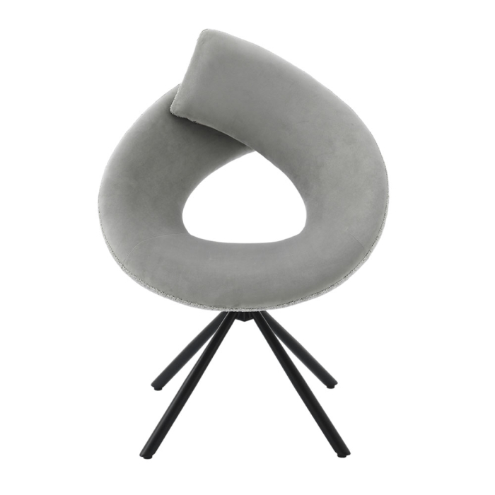 Set 2 fotolii catifea gri cu picioare negre Ribbon pivotante pentru decor modern [6]