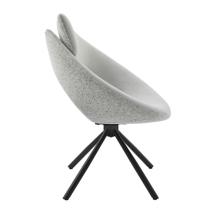 Set 2 fotolii catifea gri cu picioare negre Ribbon pivotante pentru decor modern [3]