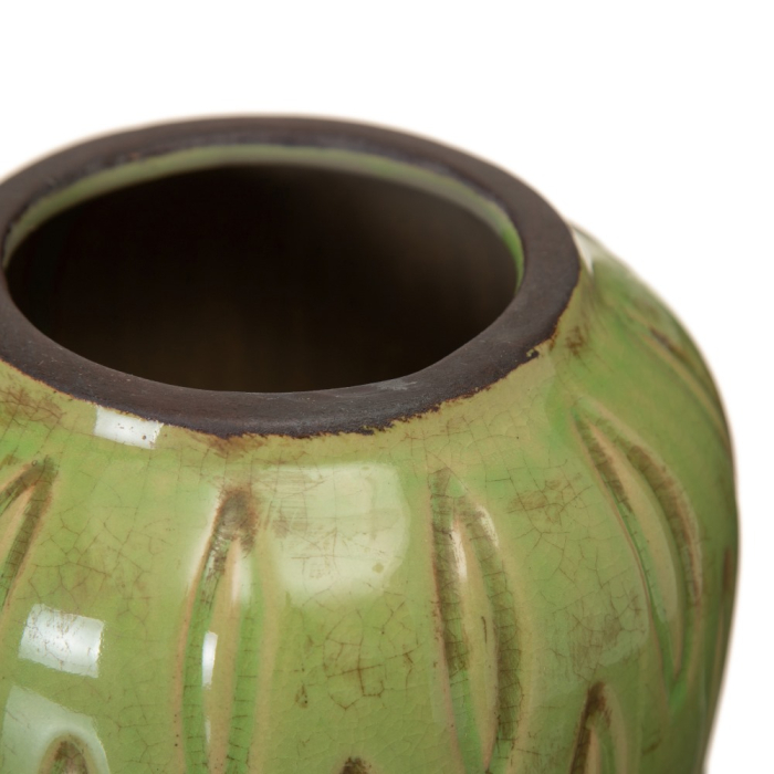 Set 2 ghivece decorative din ceramică fistic cu model petală [3]
