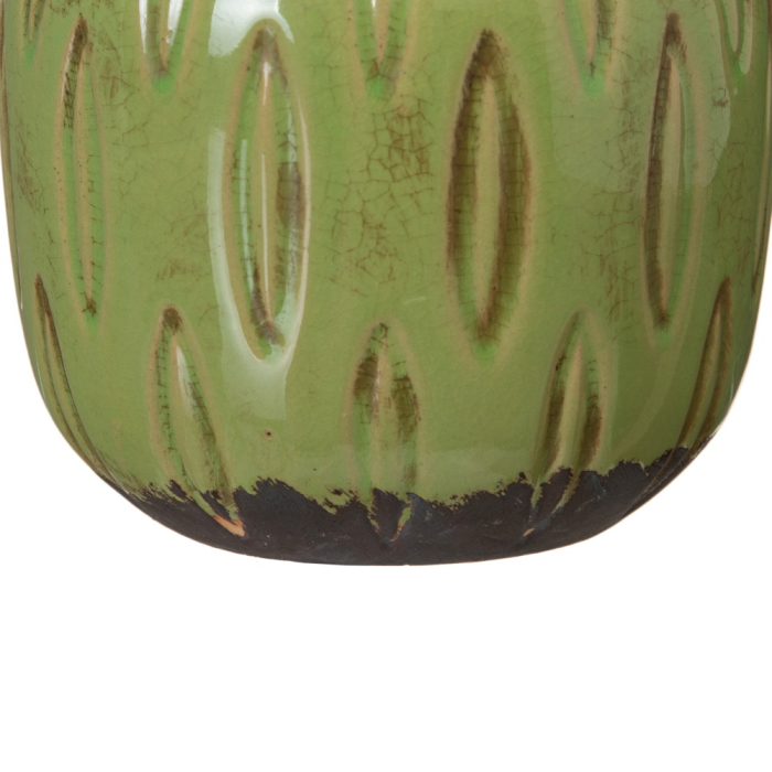 Set 2 ghivece decorative din ceramică fistic cu model petală [4]