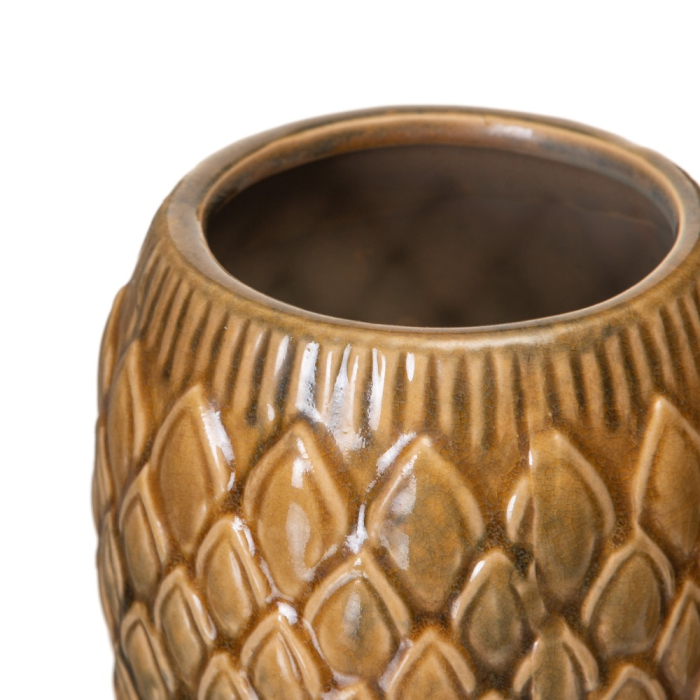Set 2 ghivece decorative din ceramică muștar cu model solzi [4]
