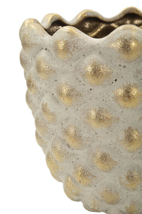 Titlu imagine principală: Set 2 ghivece decorative gri și auriu din ceramică cu textură geometrică reliefată [5]