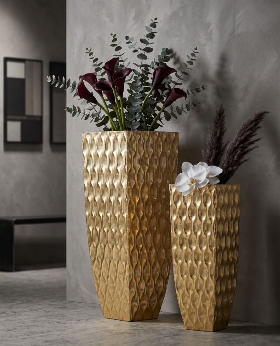 Set 2 ghivece glam cu petale în relief auriu [6]