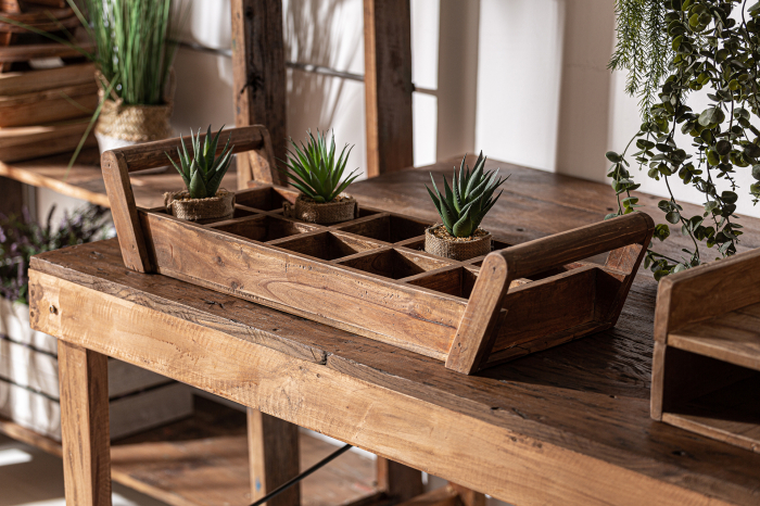 Jardiniere lemn mahogany etnice|Decoratiuni plante premium [2]