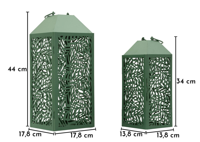 Set 2 lanterne verzi metal model perforat [8]
