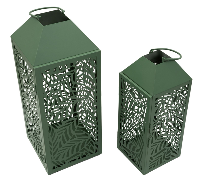 Set 2 lanterne verzi metal model perforat [4]