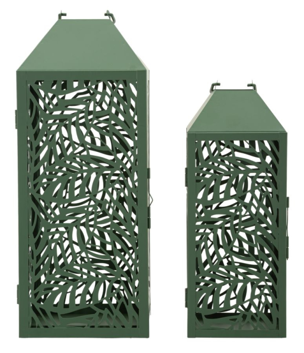 Set 2 lanterne verzi metal model perforat [3]