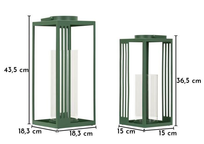 Set 2 lanterne verzi metal linii verticale [7]