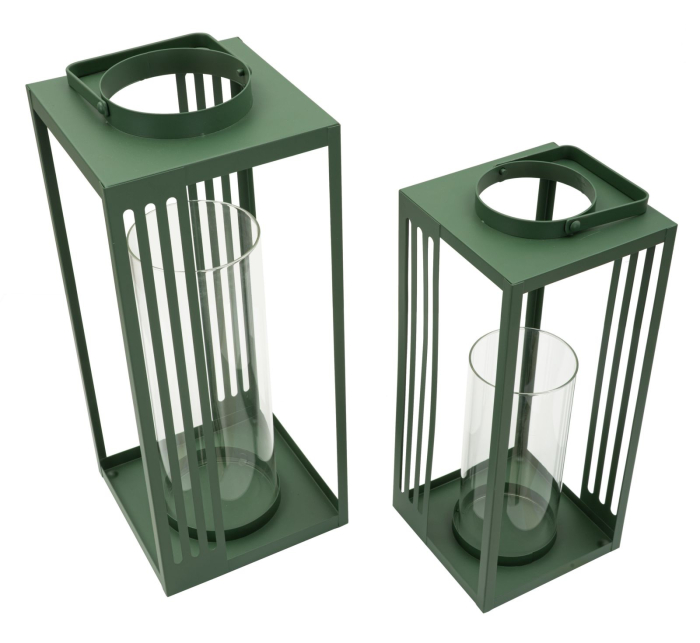 Set 2 lanterne verzi metal linii verticale [3]