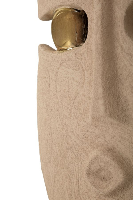 Set 2 măști decorative de perete din ceramică maro cu detalii aurii design tribal decorativ [4]