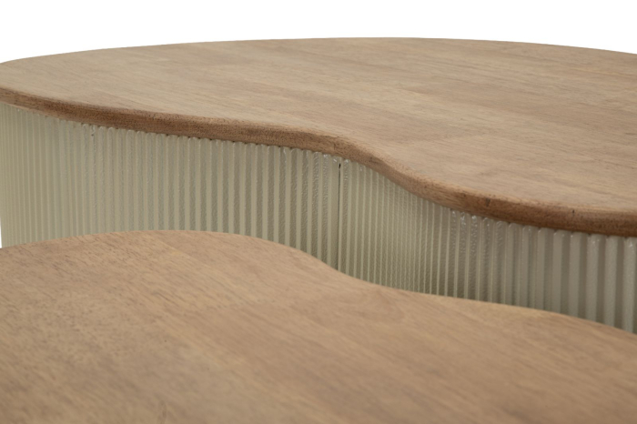 Set 2 masute cafea alb maro din lemn si metal pentru living sau lounge [5]