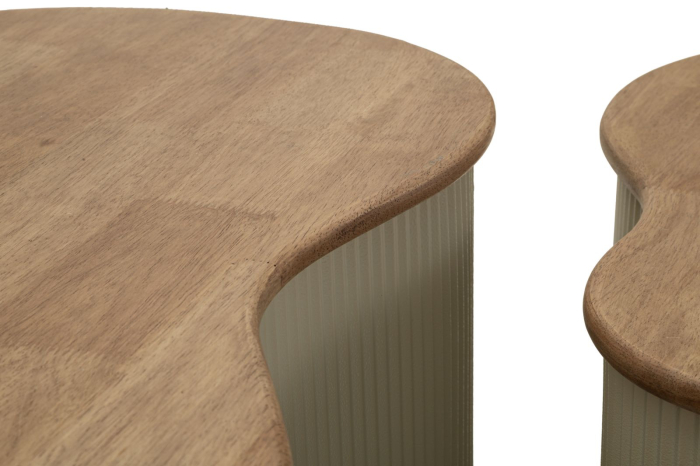 Set 2 masute cafea alb maro din lemn si metal pentru living sau lounge [8]