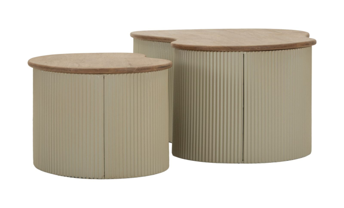 Set 2 masute cafea alb maro din lemn si metal pentru living sau lounge [4]