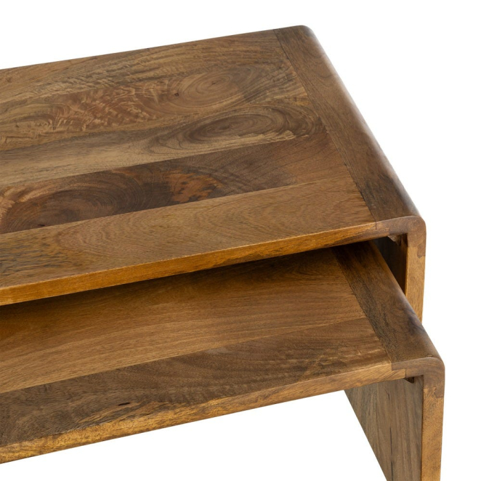 Set de măsuțe de cafea din lemn de mango design suprapus [7]