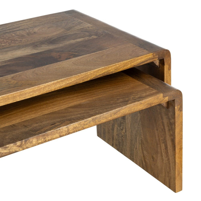 Set de măsuțe de cafea din lemn de mango design suprapus [3]