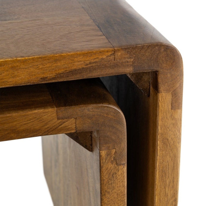 Set de măsuțe de cafea din lemn de mango design suprapus [5]