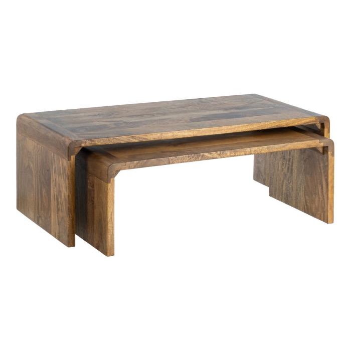 Set de măsuțe de cafea din lemn de mango design suprapus [2]