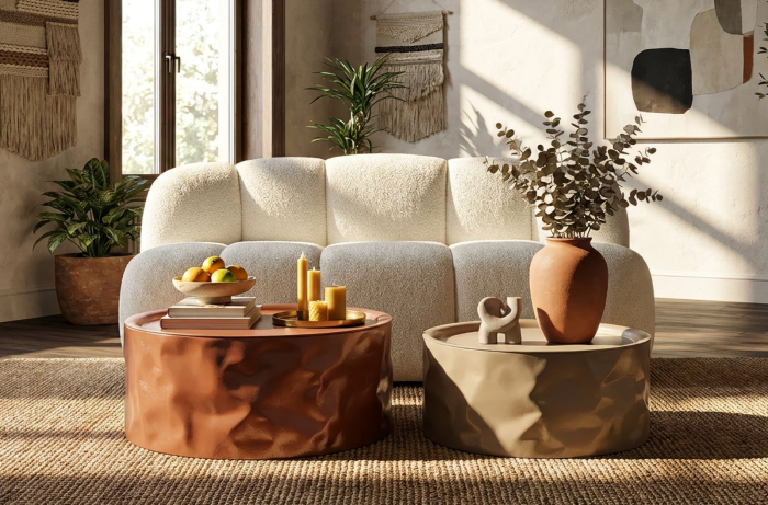 Set 2 masute cafea metalice rosu si alb pentru living HORECA [6]