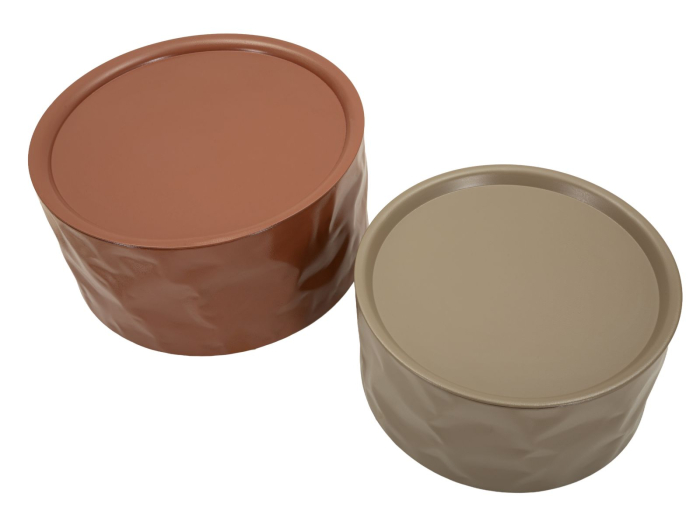 Set 2 masute cafea metalice rosu si alb pentru living HORECA [2]