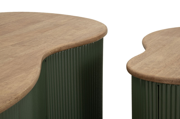 Set 2 masute cafea verde maro din lemn si metal pentru living sau lounge [5]