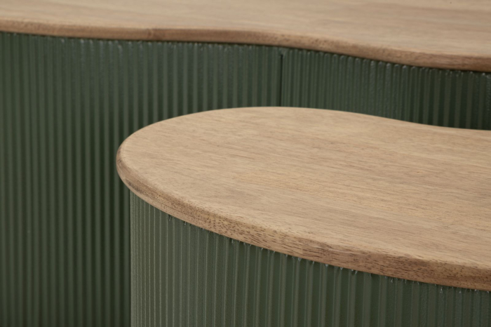 Set 2 masute cafea verde maro din lemn si metal pentru living sau lounge [6]