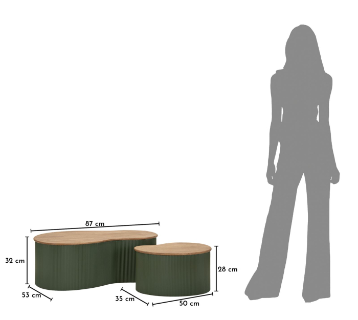 Set 2 masute cafea verde maro din lemn si metal pentru living sau lounge [10]