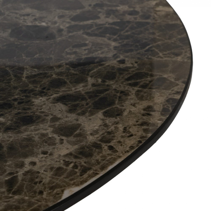 Set masute ceramica maro marmura si acacia, rotunde elegante [7]