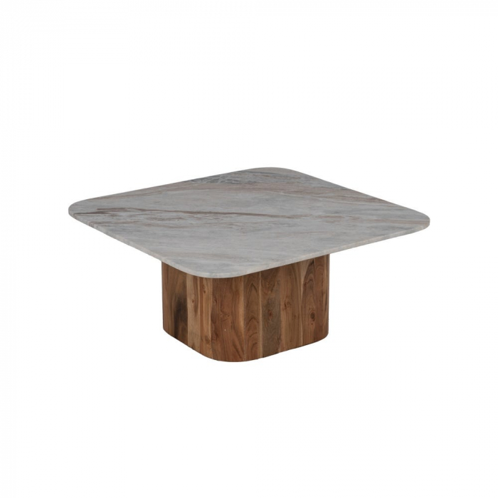 Set masute patrate marmura si lemn acacia, alb gri si maro cald [5]
