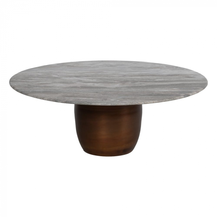 Set masute marmura cupru metal oval, blat rotund alb venaturi gri [4]