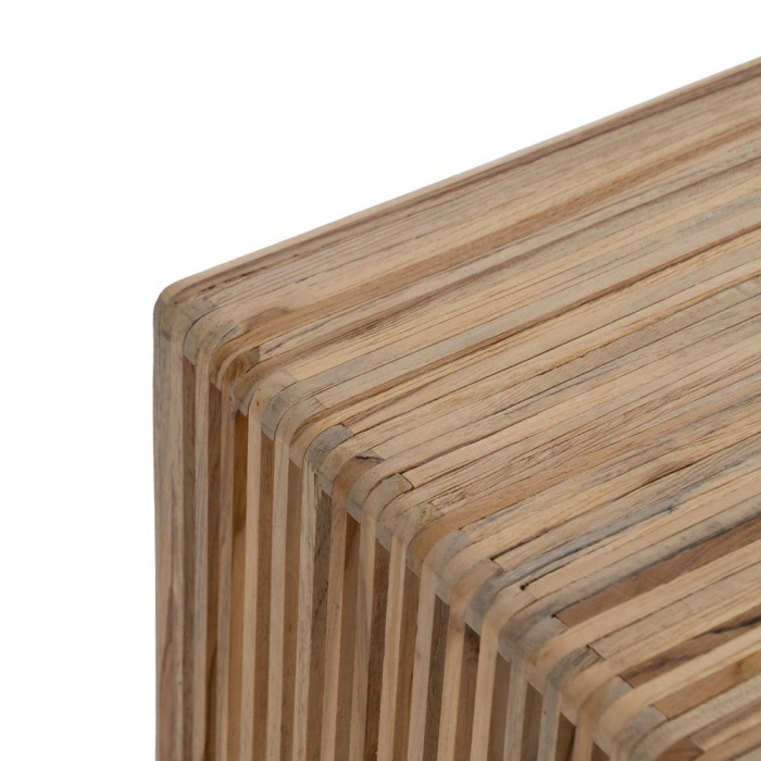 Set masute nesting tec reciclat, lemn natur, lamele verticale [6]