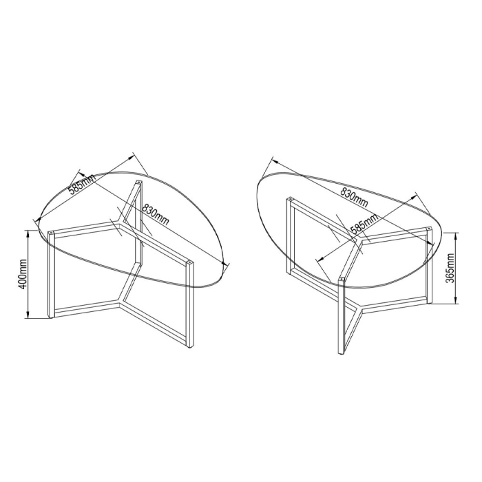 Set măsuțe de cafea din sticlă transparentă și fumurie cu structură metalică neagră [8]