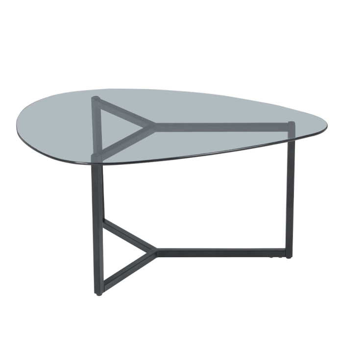 Set măsuțe de cafea din sticlă transparentă și fumurie cu structură metalică neagră [2]