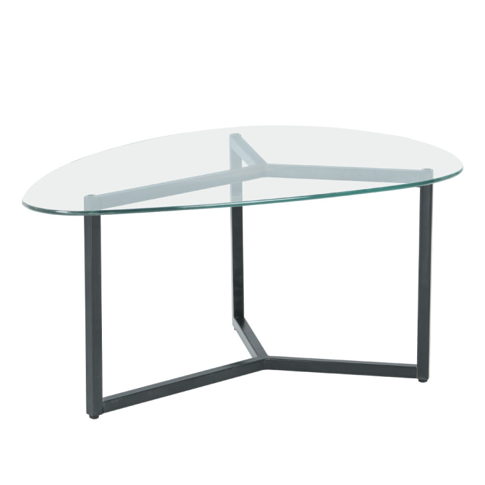 Set măsuțe de cafea din sticlă transparentă și fumurie cu structură metalică neagră [5]