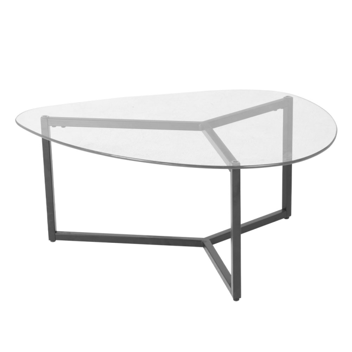 Set măsuțe de cafea din sticlă transparentă și fumurie cu structură metalică neagră [3]