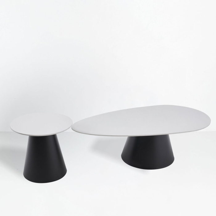 Set 2 măsuțe de cafea ovale din ceramică albă [3]