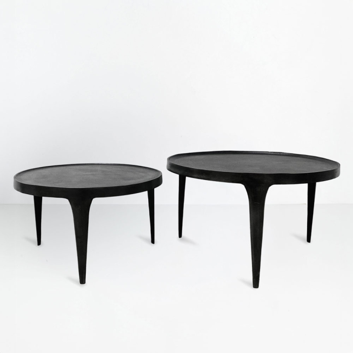Set 2 măsuțe de cafea rotunde din aluminiu turnat negru [2]