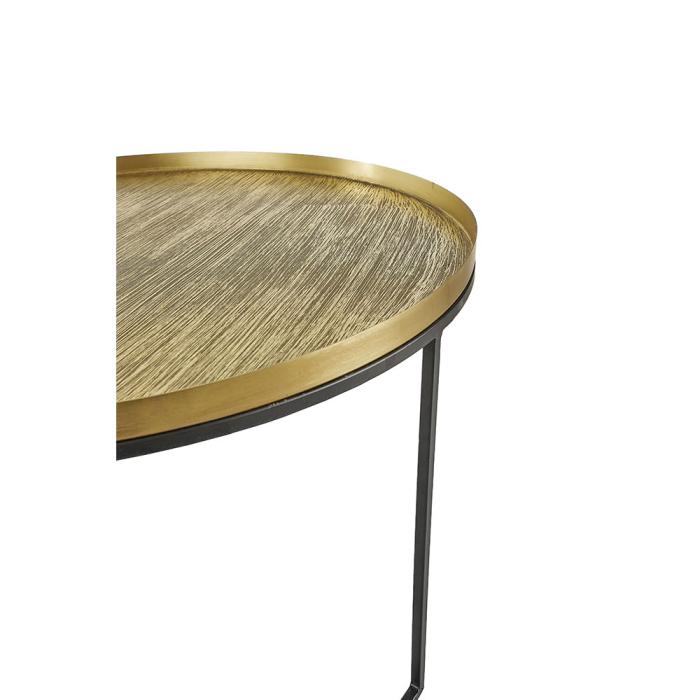 Set măsuțe de cafea rotunde din metal cu blat aspect alamă antichizată [5]