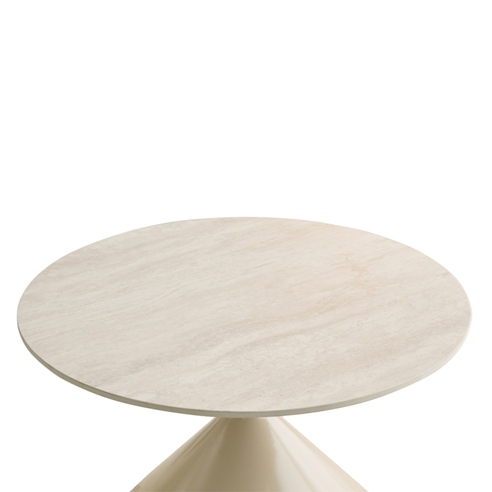 Set 2 măsuțe de cafea rotunde din piatra sinterizata crem [4]