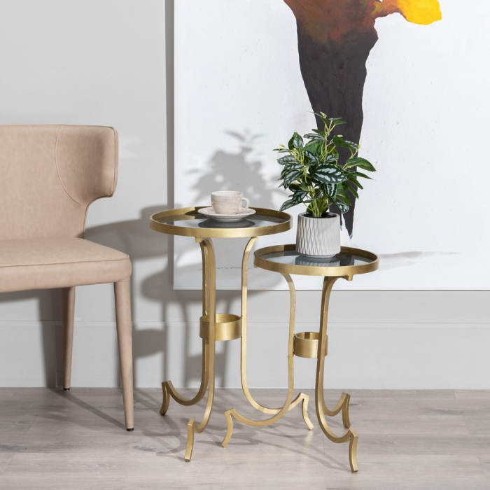 Masute Laterale Auriu Sticla CreativDeco - Eleganta si Rafinament pentru Interioare [2]