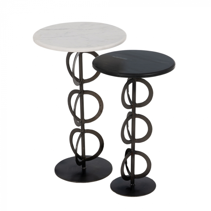 Set Masute Marmura Alba Neagra CreativDeco - Design Geometric si Contrast Elegant [2]