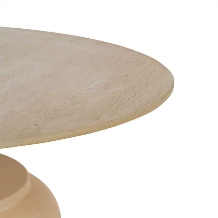 Set masute ceramica bej travertin si metal, rotunde, sculpturale [7]