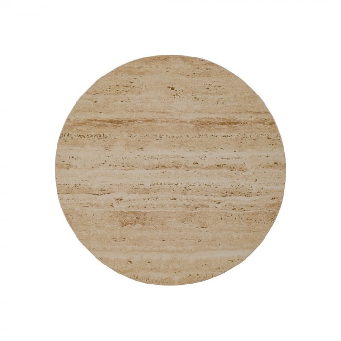 Set masute ceramica bej travertin si metal, rotunde, sculpturale [10]