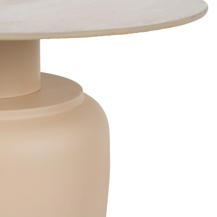 Set masute ceramica bej travertin si metal, rotunde, sculpturale [8]