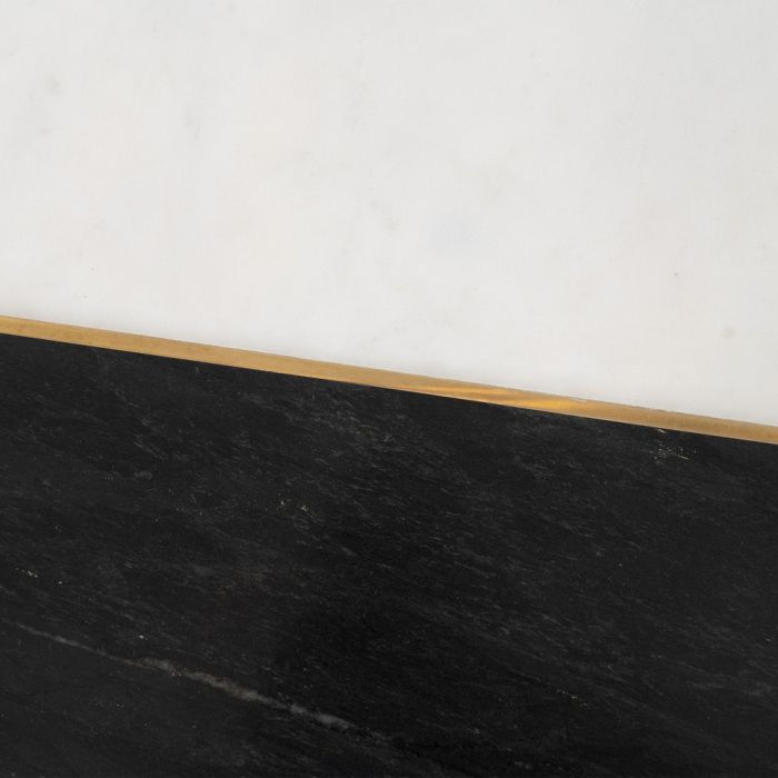 Set Masute Laterale Alb Negru CreativDeco - Blaturi Bicolore si Picioare Auriu [10]
