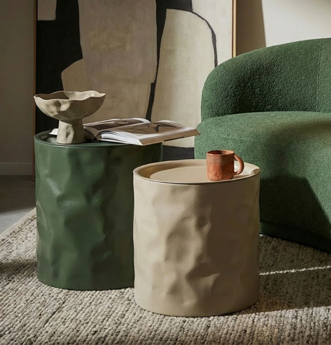 Set 2 masute laterale metalice verde si alb pentru living HORECA [6]