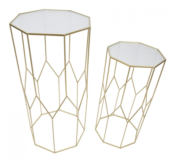 Set Masute Laterale Geometrice Aurii CreativDeco [2]