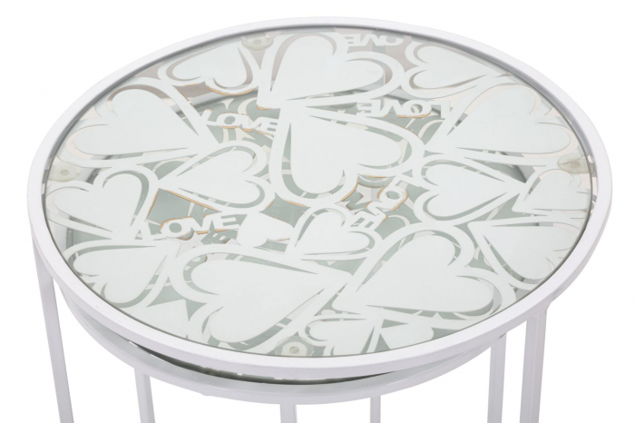 Masute laterale albe inimioare White Hearts CreativDeco [5]