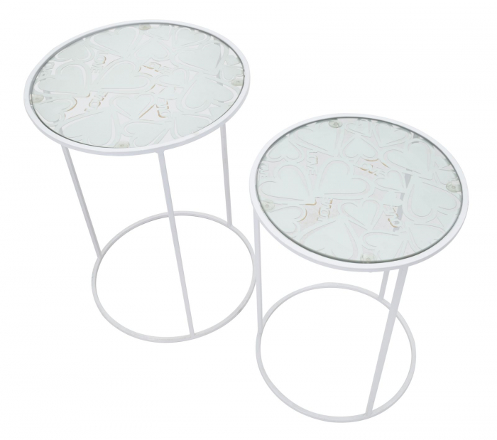 Masute laterale albe inimioare White Hearts CreativDeco [2]